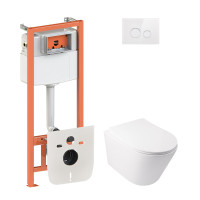 Набір Qtap інсталяція 4 в 1 з панеллю змиву Nest (QT0133M425 + QT0111V1164GW) + унітаз з сидінням Swan QT16335178W