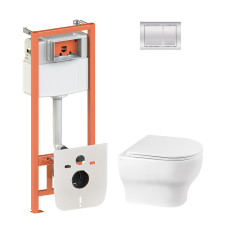 Набір Qtap інсталяція 4 в 1 з панеллю змиву Nest (QT0133M425 + QT0111M06028CRM) + унітаз з сидінням Aries QT0333063ERW