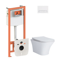 Набір Qtap інсталяція 4 в 1 з панеллю змиву Nest (QT0133M425 + QT0111M08V1384W) + унітаз з сидінням Presto QT24332615EW