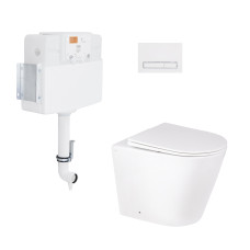 Набір Qtap змивний бачок з панеллю змиву Nest (QT0122490S4Q1 + QT0111M08V1384W) + унітаз з сидінням Swan QT16223178W