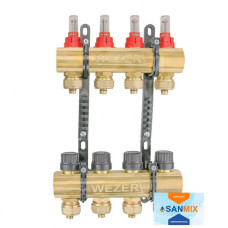 Колектор теплої підлоги в зборі Wezer WF-4B з витратомірами