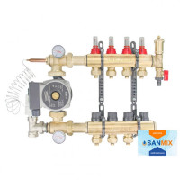 Колектор в зборі з насосом для теплої підлоги Wezer WF-4B кутовий