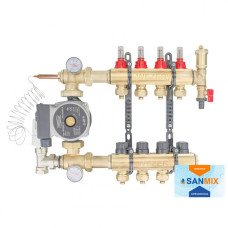 Колектор в зборі з насосом для теплої підлоги Wezer WF-4B кутовий