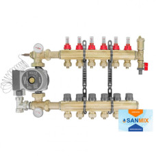 Колектор в зборі з насосом для теплої підлоги Wezer WF-6B кутовий