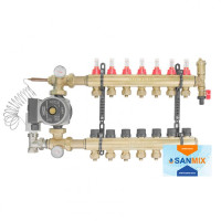 Колектор в зборі з насосом для теплої підлоги Wezer WF-7B кутовий