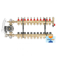 Колектор в зборі з насосом для теплої підлоги Wezer WF-11B кутовий