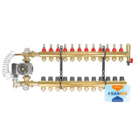 Колектор в зборі з насосом для теплої підлоги Wezer WF-12B кутовий
