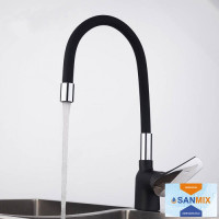 Змішувач для кухні Frap F4453-04 з гнучким зливом чорний