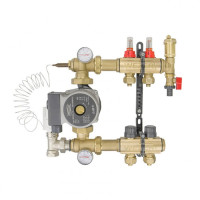 Колектор в зборі з насосом для теплої підлоги Wezer WF-2B кутовий