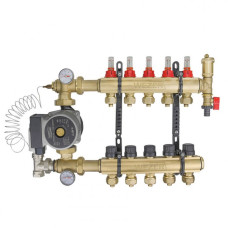 Колектор в зборі з насосом для теплої підлоги Wezer WF-5B кутовий