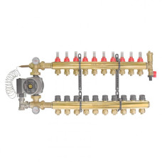 Колектор в зборі з насосом для теплої підлоги Wezer WF-10B кутовий