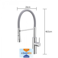 Смеситель для кухни Frap F4452-6 серый с гибким изливом